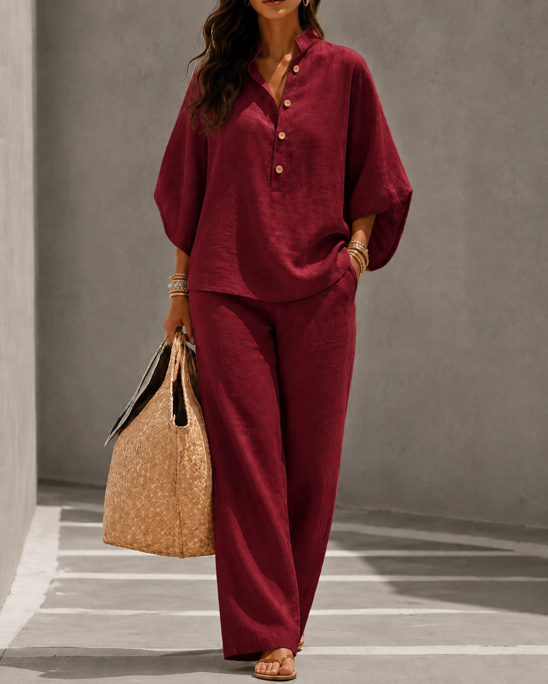 Maribel – Conjunto fluido de lino