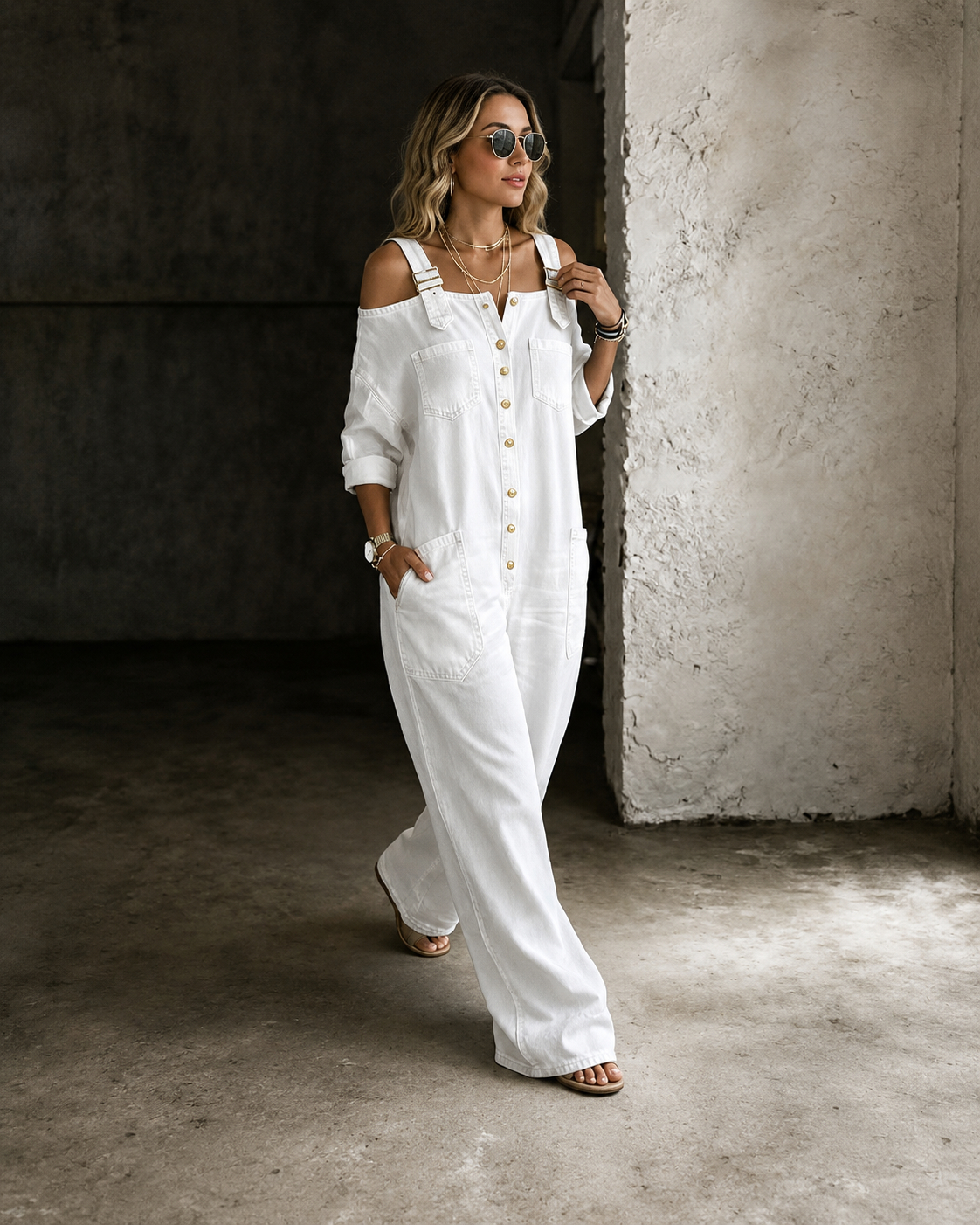 Valeria – Mono vaquero oversize con botones