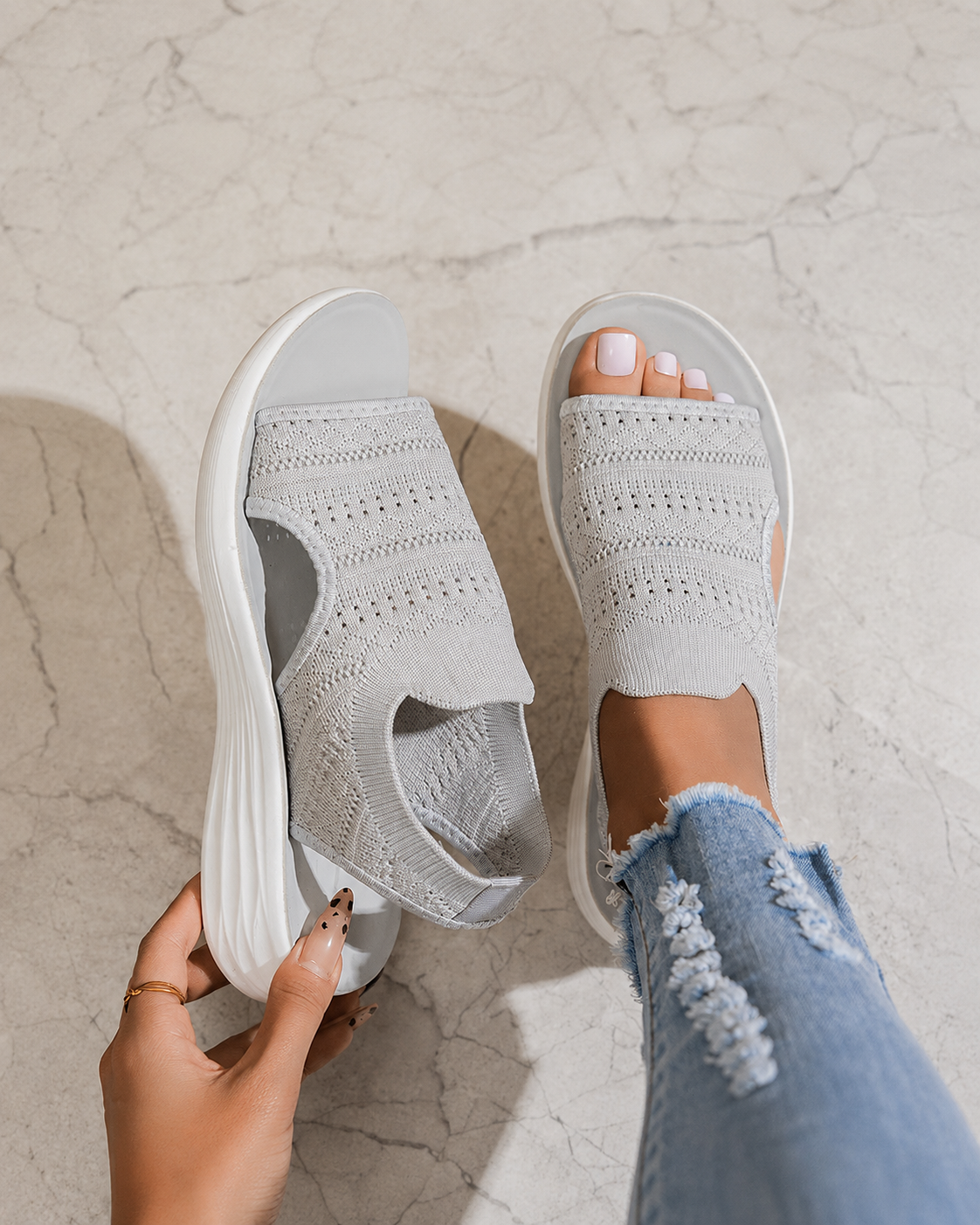 Serena – Sandalias con plataforma y tejido transpirable