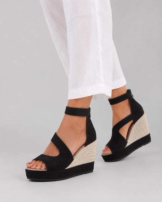 Mónica – Sandalias de cuña de esparto con cierre ajustable