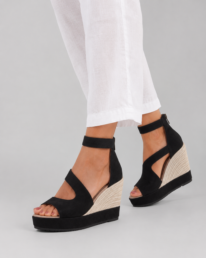 Mónica – Sandalias de cuña de esparto con cierre ajustable