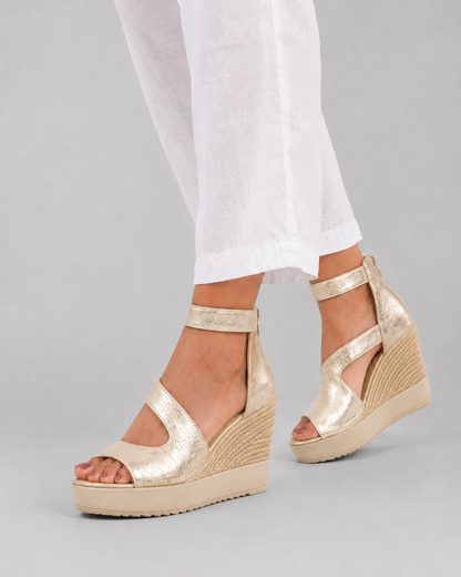 Mónica – Sandalias de cuña de esparto con cierre ajustable
