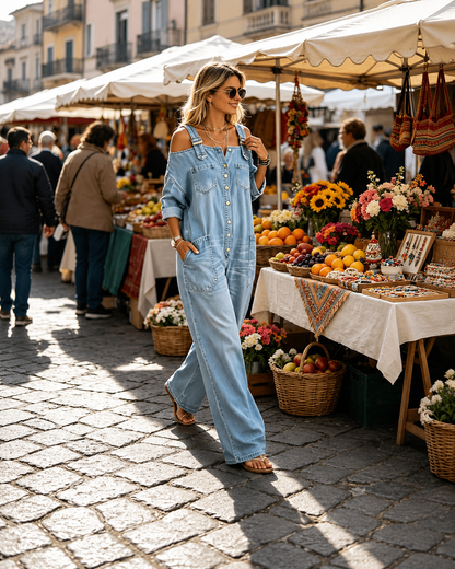 Valeria – Mono vaquero oversize con botones