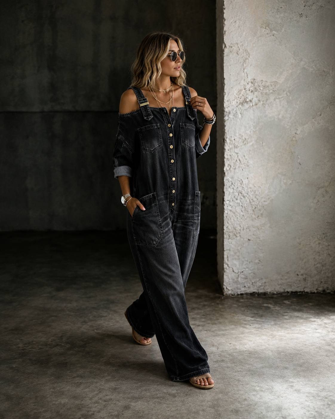 Valeria – Mono vaquero oversize con botones